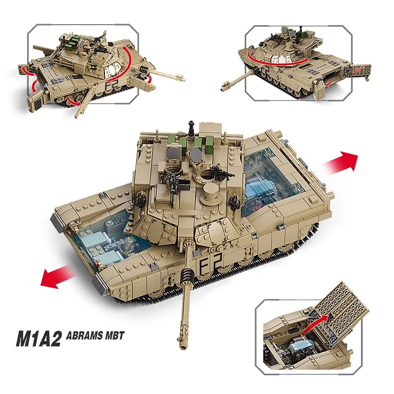 Основной боевой танк KAZI M1A2 Abrams строительные блоки 1463 шт. дизайн 1:28 модель танка