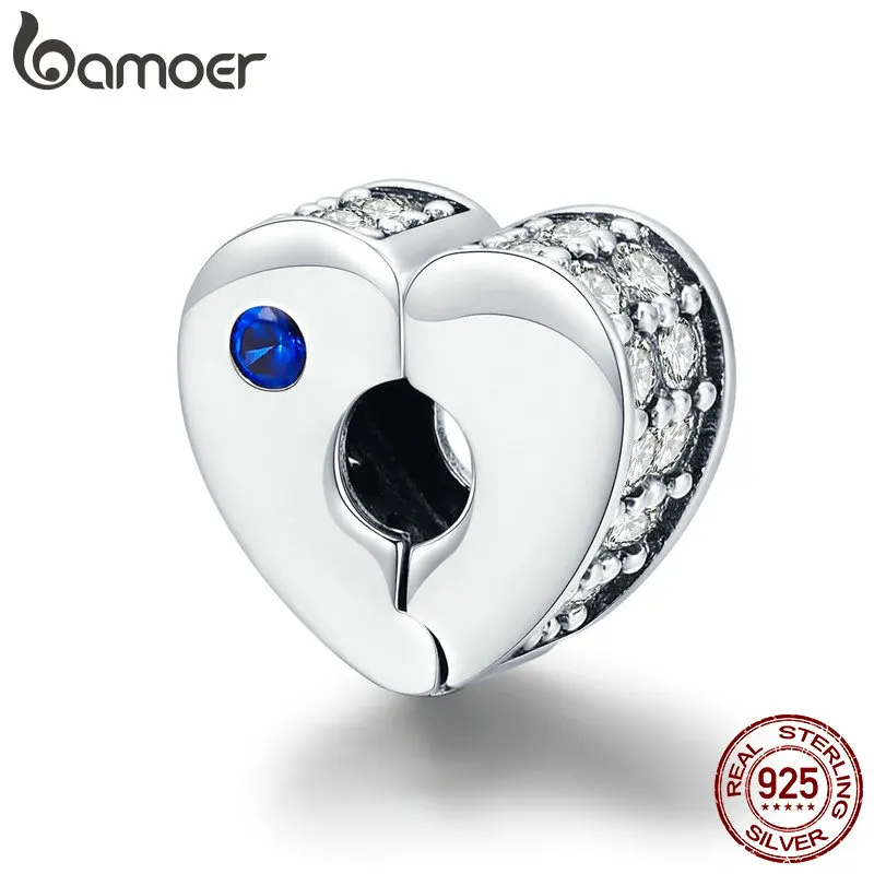BAMOER, настоящее 925 пробы, серебро, любовь, лучшие пожелания, подвески, сердце, застежка, бусины, подходят для женщин, серебряные браслеты, сделай сам, изготовление ювелирных изделий SCC890