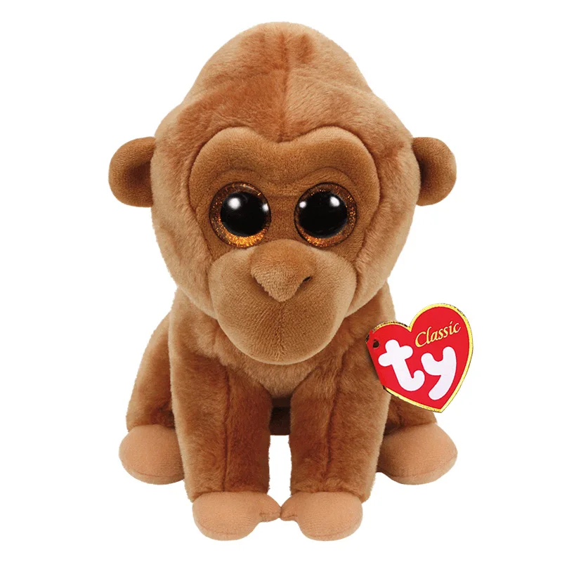 

15CM Ty Beanie Monroe Sparkly Glitter Eyes Tan Gorilla Cute Animal Doll Birthday Gift Soft Stuffed Plush Toy Kids