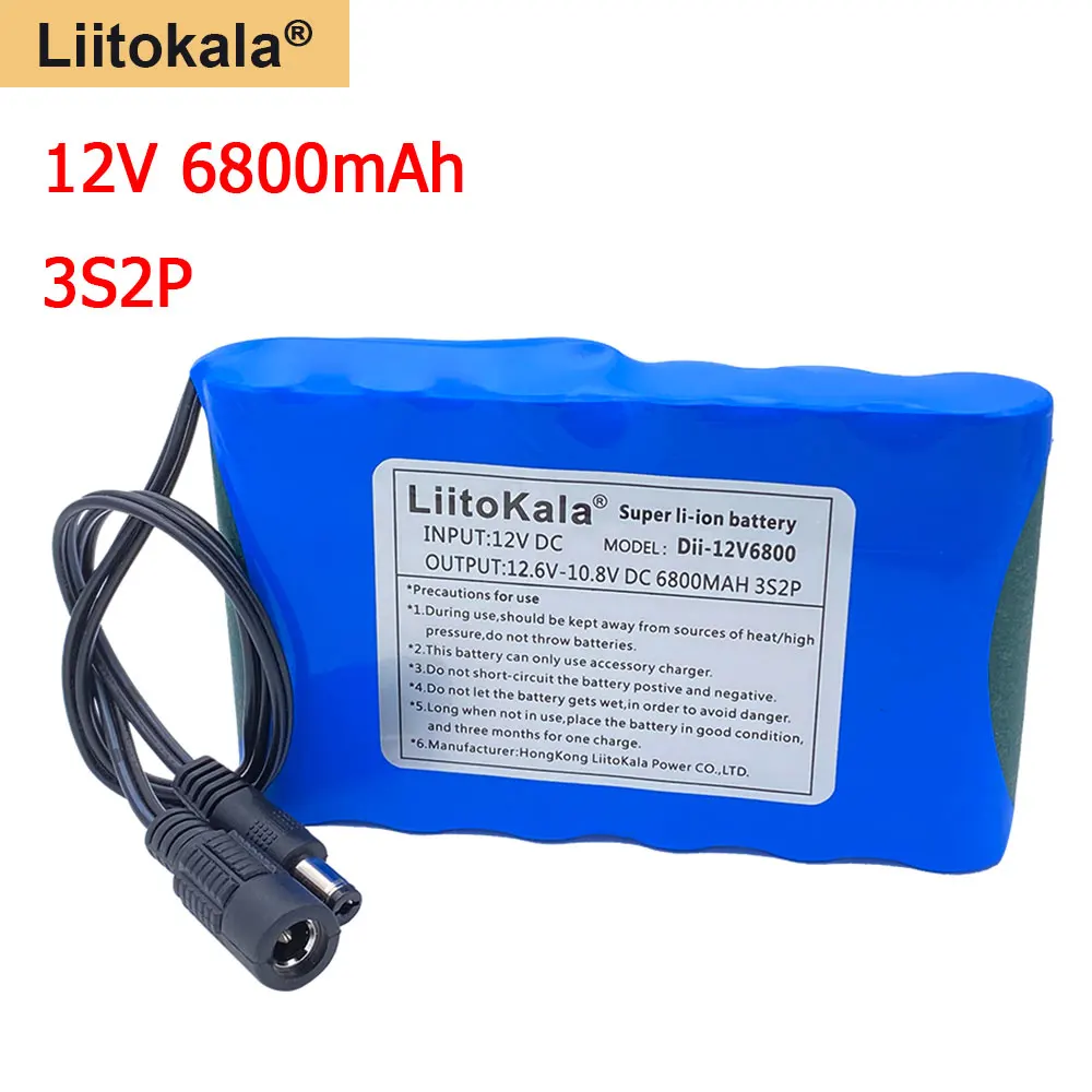 

Liitokala high quality 18650 battery 12V 6800mAh Rechargeable lithium battery pack Charging Power Bank For GPS Car Camera