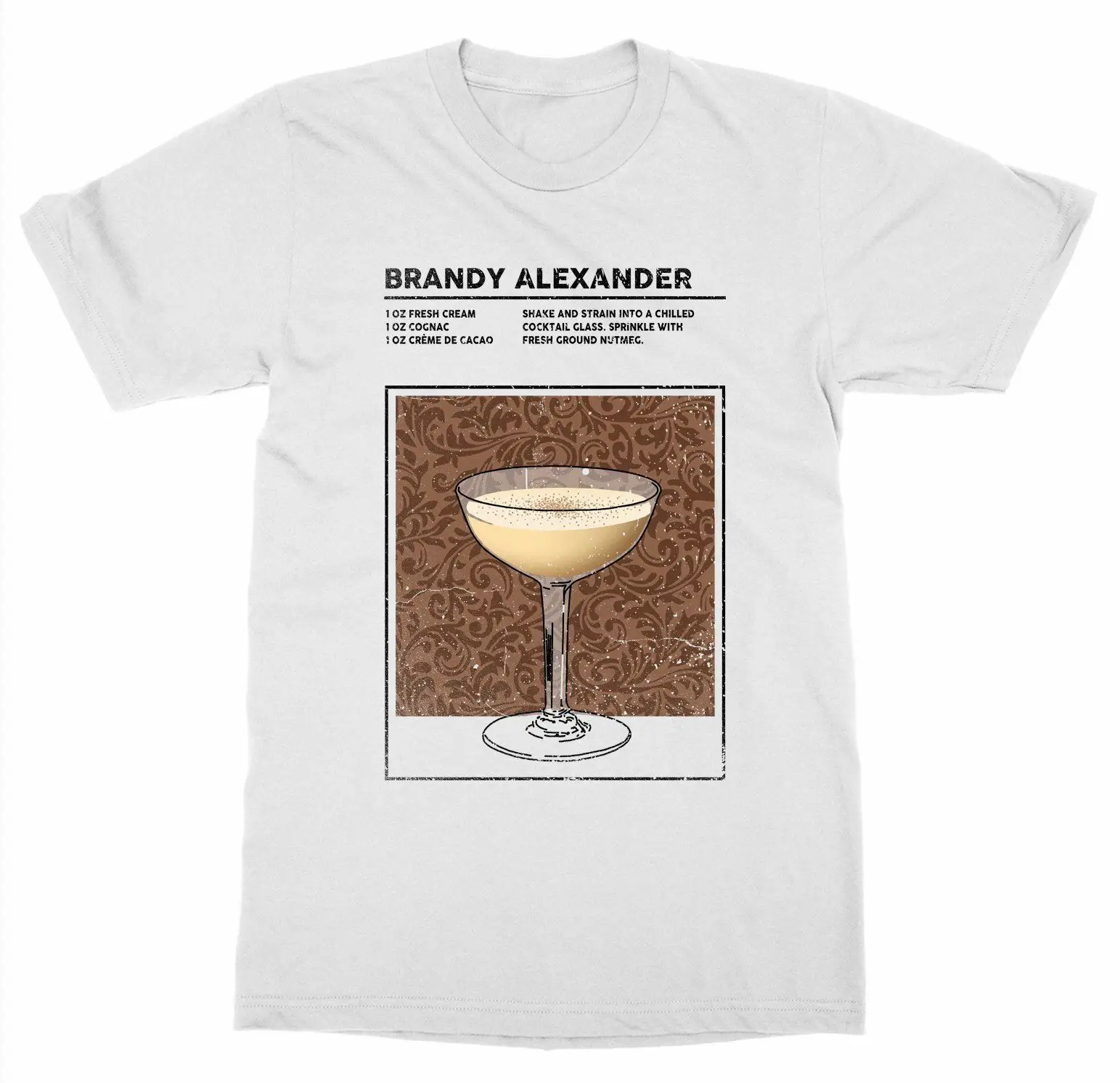 

Mixed Drink Cocktail Brandy Alexander T-Shirt Happy Hour Alcohol Bartender Summer Cotton Short Sleeve O-Neck Mens T Shirt S-3XL