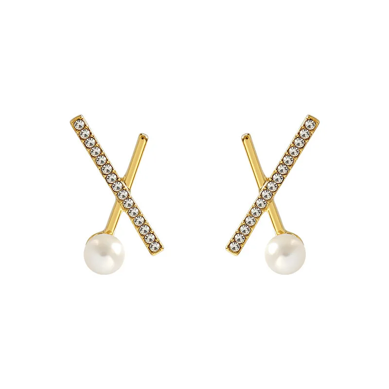 Punk 2019 Fashion New Earrings Temperament Cross Geometry Pearl Simple Elegant Crystal Women's Wholesale | Украшения и