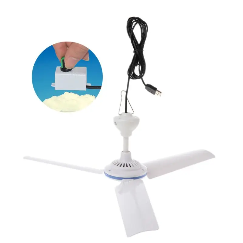 

DC 5V Ceiling Fan Air Cooler Stepless Speed USB Fan for Bed Camping Outdoor Tent