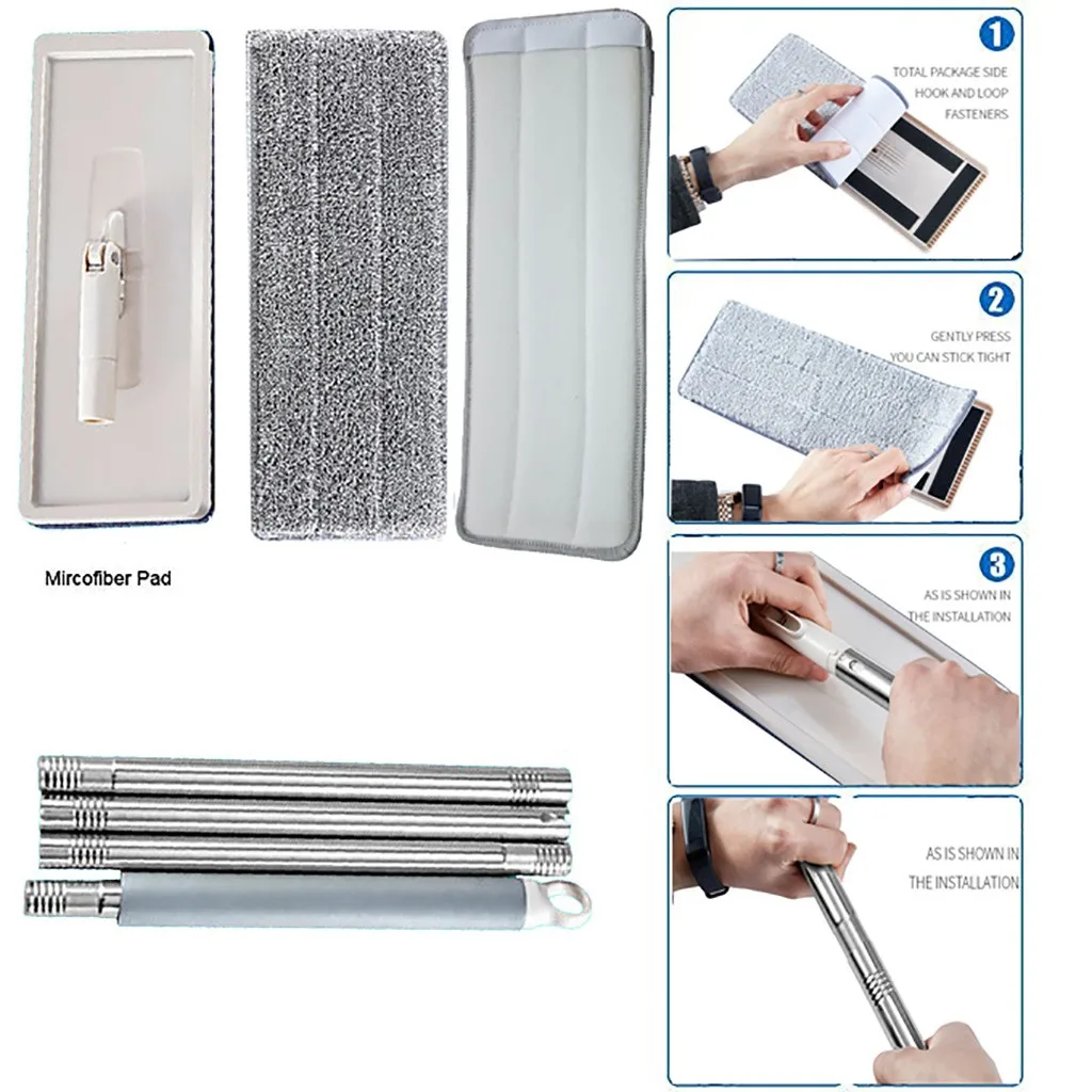 40 # царапина ленивая швабра с ведром БЕСПЛАТНО Ручная стирка плоская тяга + 4