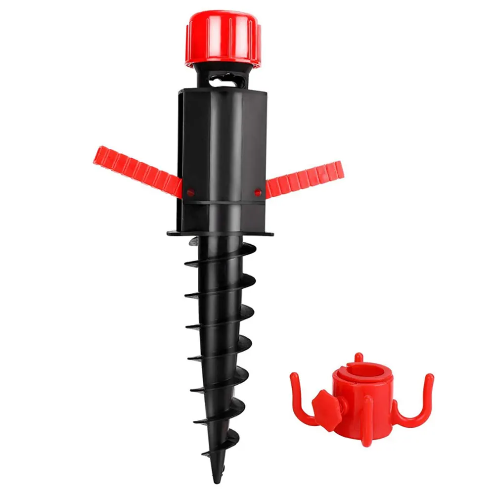 

Outdoor Umbrella Base Adjustable Sun Beach Patio Umbrella Sand Ground Fixing Tools Anchor Stand Spike Auger With Hanging Hook