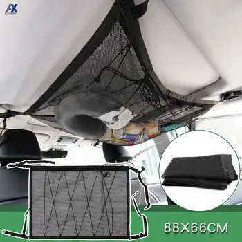 88X66CM Car Cargo Net ตาข่าย Organizer เพดานกระเป๋าหลังคาปรับ Breathable จัดเก็บกระเป๋าสุทธิ