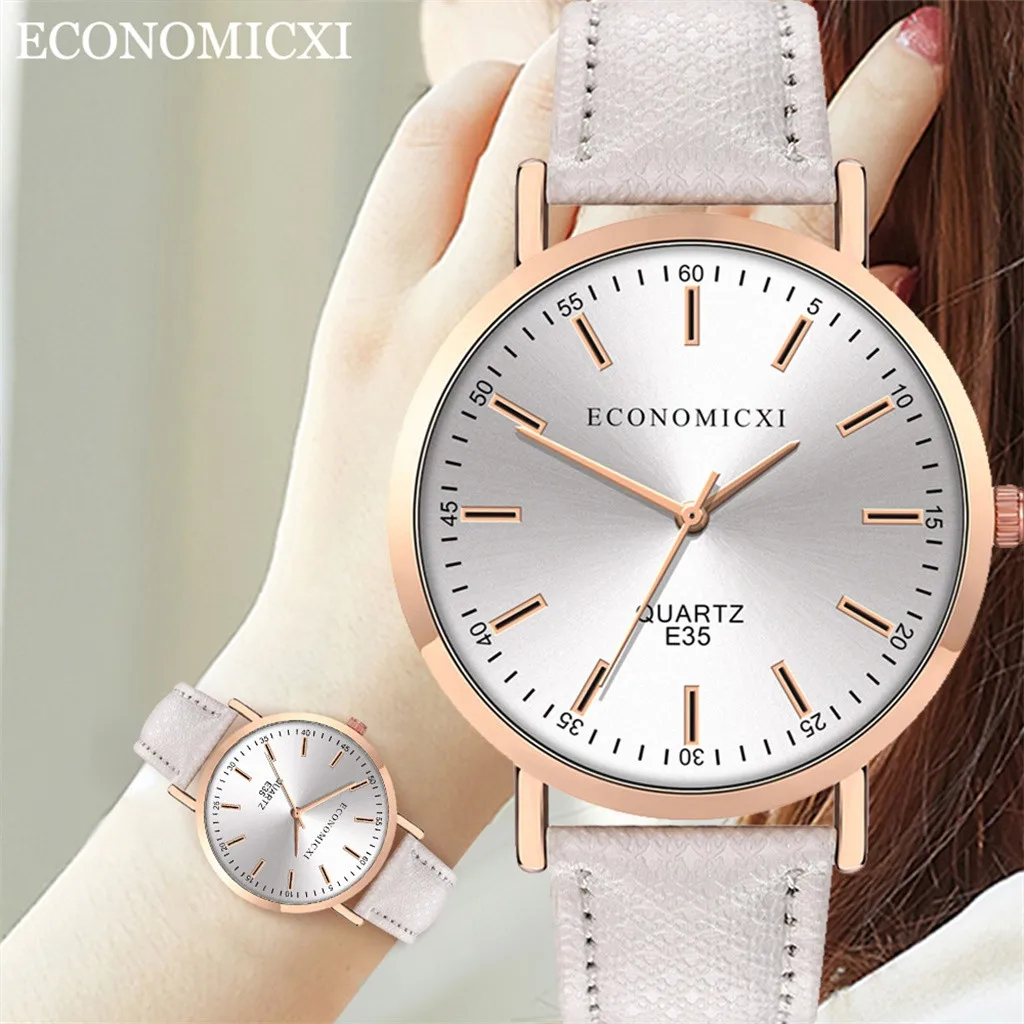 Часы женские кварцевые с кожаным ремешком Простые Модные повседневные наручные