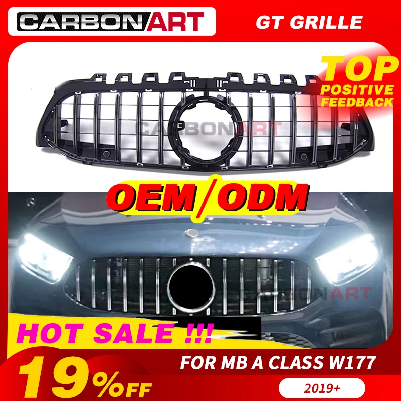 

2019 2020 2021 W177GT гриль A35 передний бампер гоночная сетка ABS автостайлинг для Mercede A200 Sports Sedan A177 без отверстия для камеры