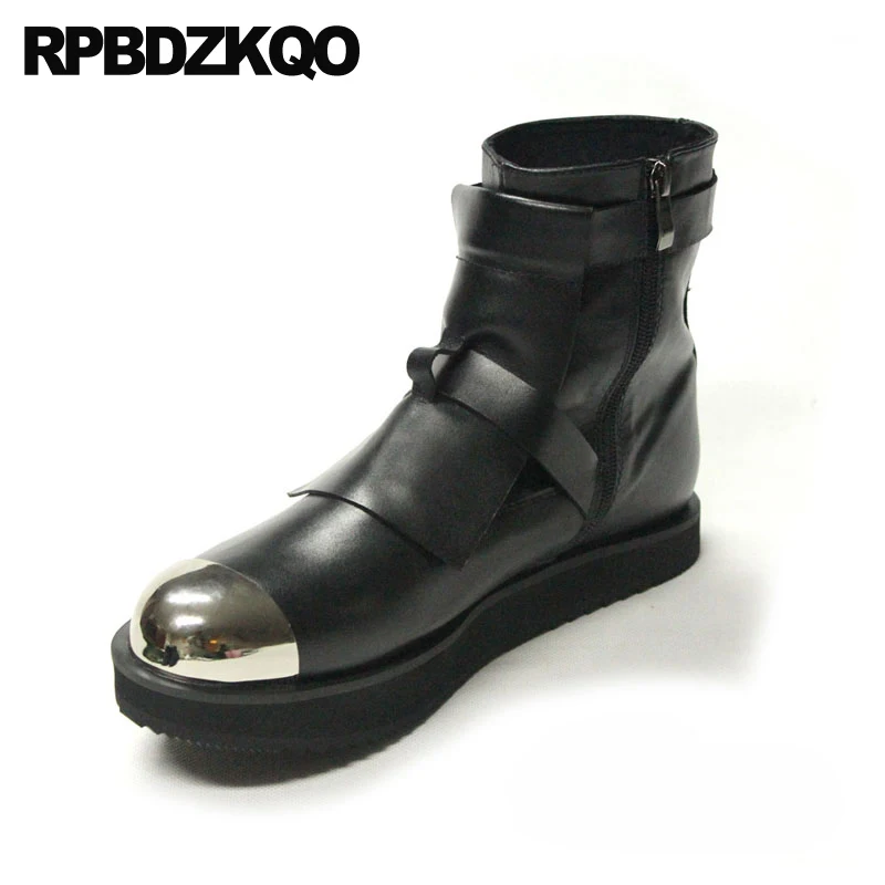 панк мужская Плюс размер ретро мото боты металик молния высокое качество