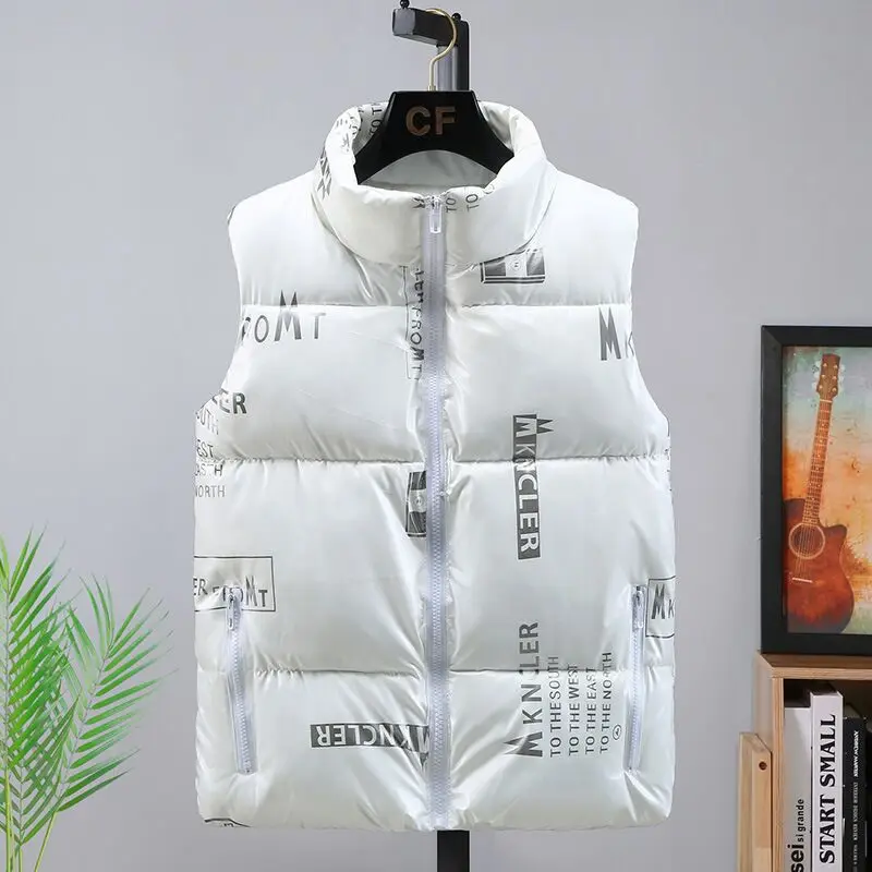 

Осенне-зимний пуховик для мужчин и женщин 2021, жилет, теплый жилет, Повседневная мода, яркий воротник, жилет из плотного пуха и хлопка