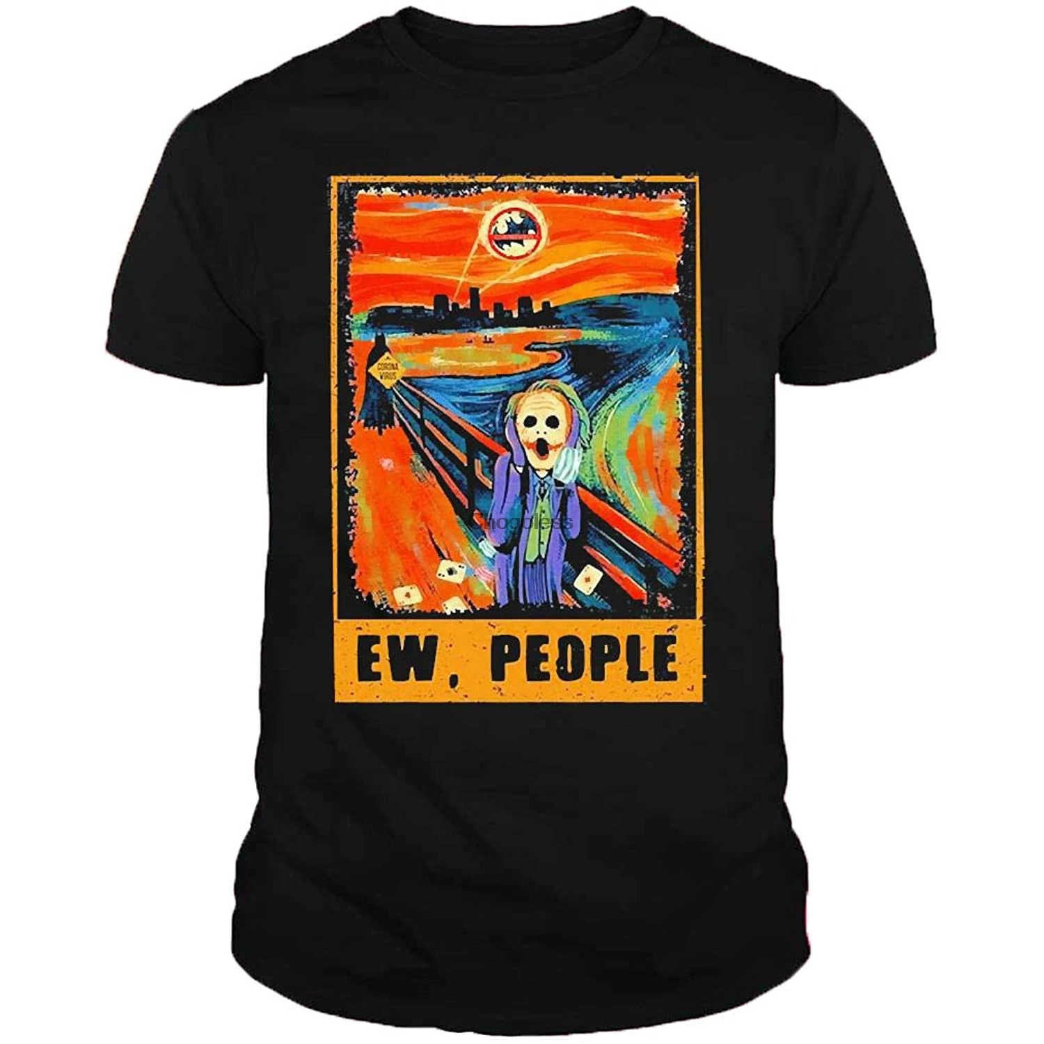 

Joker Scream Ew People Van Gogh Shirt Men Women Fashion Summer TShirts Casual Crewneck Girl Tops Tee Black