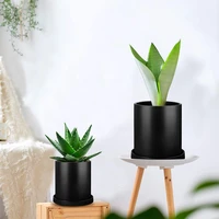 matte ceramic flowerpot large balcony indoor round and simple green currant fleshy flowerpot with tray