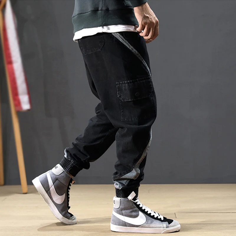 Джинсы карго мужские с множеством карманов модная уличная одежда свободные