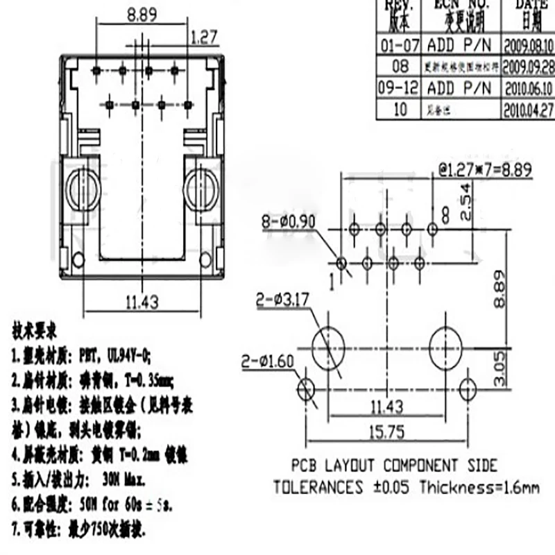Вертикальная Сетевая розетка RJ45 5224-8P8C 50-5000 шт. 5224