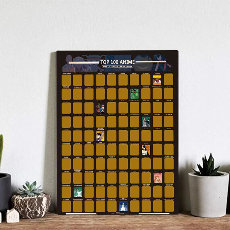 Top 100 Anime Bucket list Poster Photo Wallpaper Teenager Precious Gift for scratch off poster Enthusiast Sticker Decor | Дом и сад