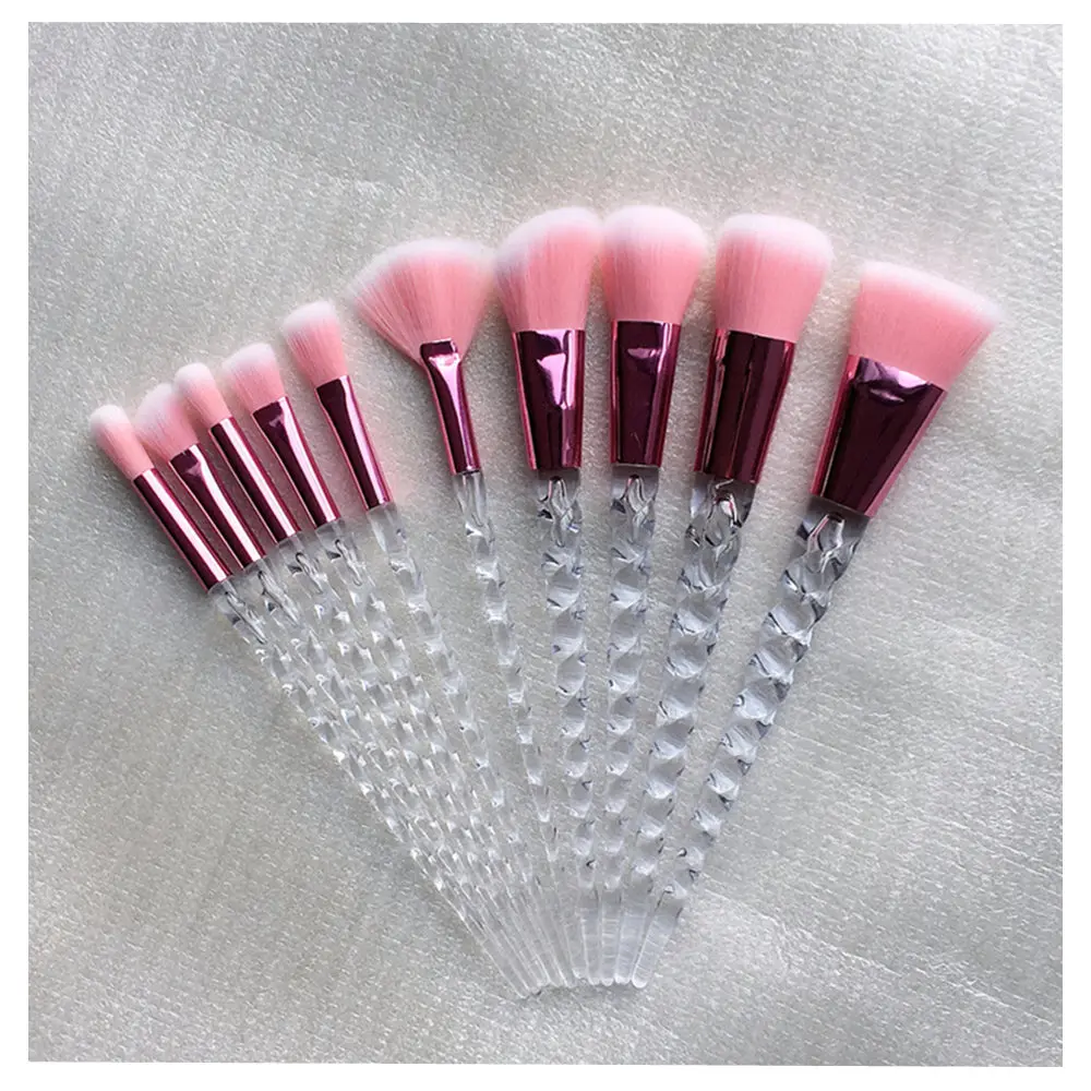 White pink 10 шт., набор кистей для макияжа с единорогом, Maquiagem, основа для макияжа, пудра, Косметические румяна, тени для век, для женщин, красота, блеск, кисти для макияжа, инструменты - Handle Color: White pink