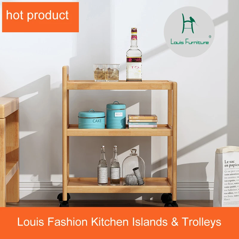 Луи Мода Кухонные острова и тележки все твердой древесины обеденный автомобиль