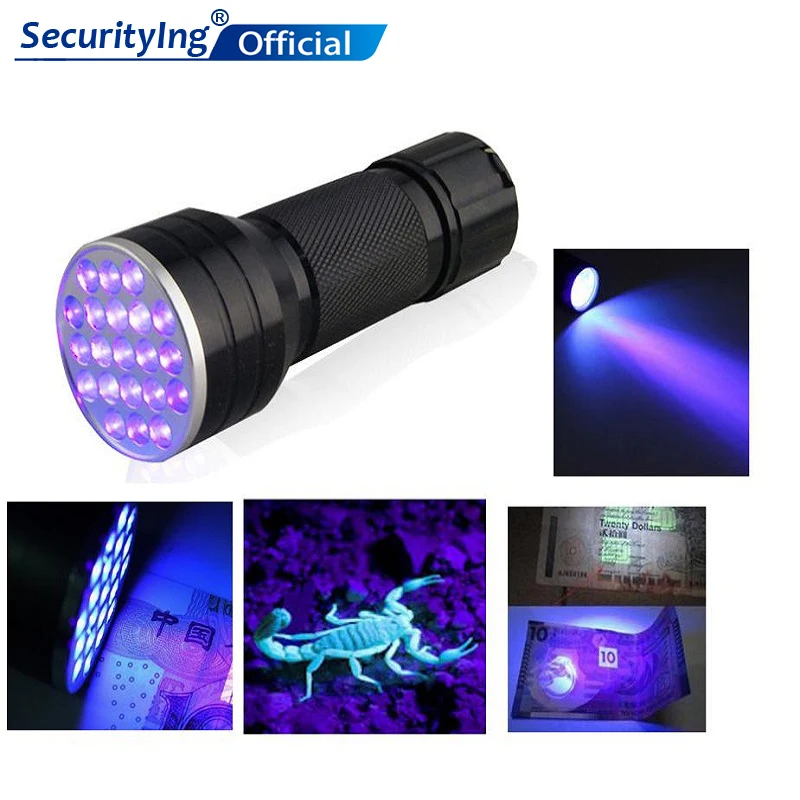 

Purple Light 395nm UV Ultra Violet Aluminium Light Portable Detection 21 LED Portable Multi-function Flashlight Torch Light