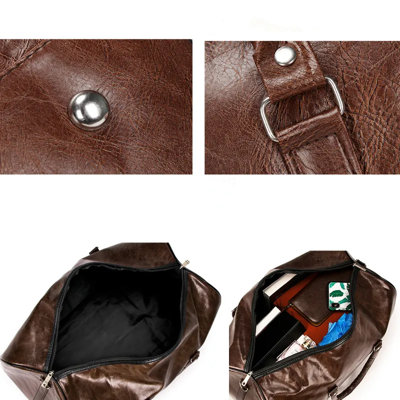 

Leather Travel Bag Large Duffle Independent Big Fitness Bags Handbag Bag Luggage Shoulder Bag Black Men Fashion Zipper Pu
