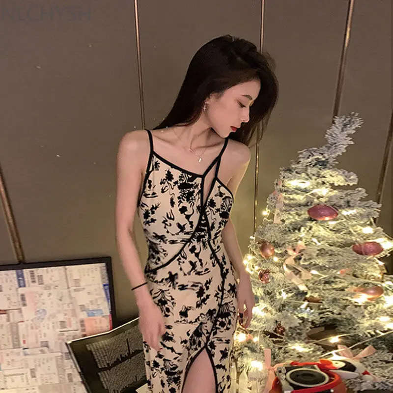 

Sleeveless Dress Women Classic Retro All-match Asymmetrical Oversize 4XL Chiffon Print Vintage Harajuku Party