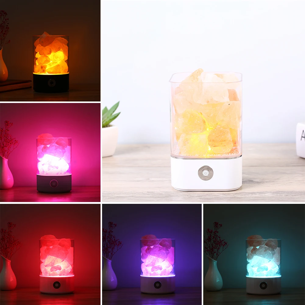 USB кристалл натуральная Гималайская соляная лампа Светодиодная очиститель