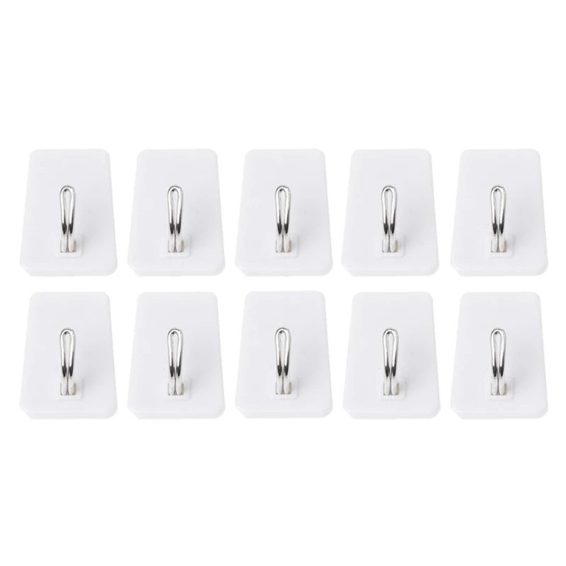 

10 Pcs Set Kitchen Bathroom Plastic Adhesive Hook Wall Sticky Mount Hanger Rack 95AA