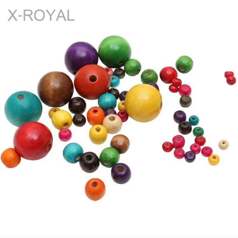 X-ROYAL 100 шт/партия корейский стиль красочные круглые деревянные бусины ручной