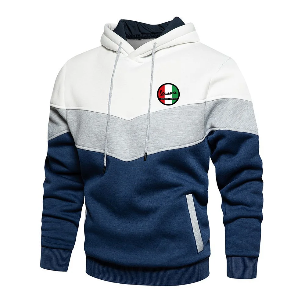 

2021 Vespa Men's Patchwork Sweater Hoodie Clothing Casual Loose Fleece Warm Hip Hop Streetwear Men's Fashion Fall Winter Jacket