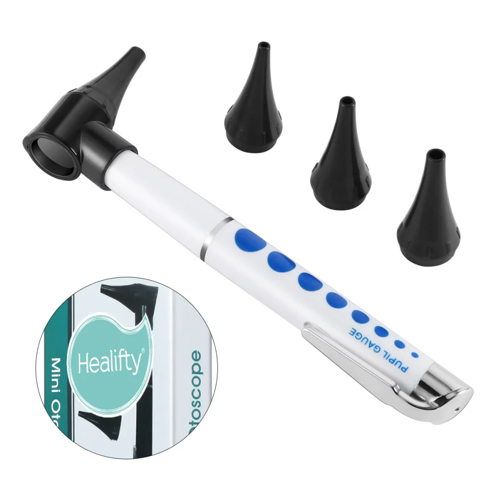 

healifty LED Diagnostic Otoscope Magnifying Lens Clinical Penlight Flashlight Set without Battery