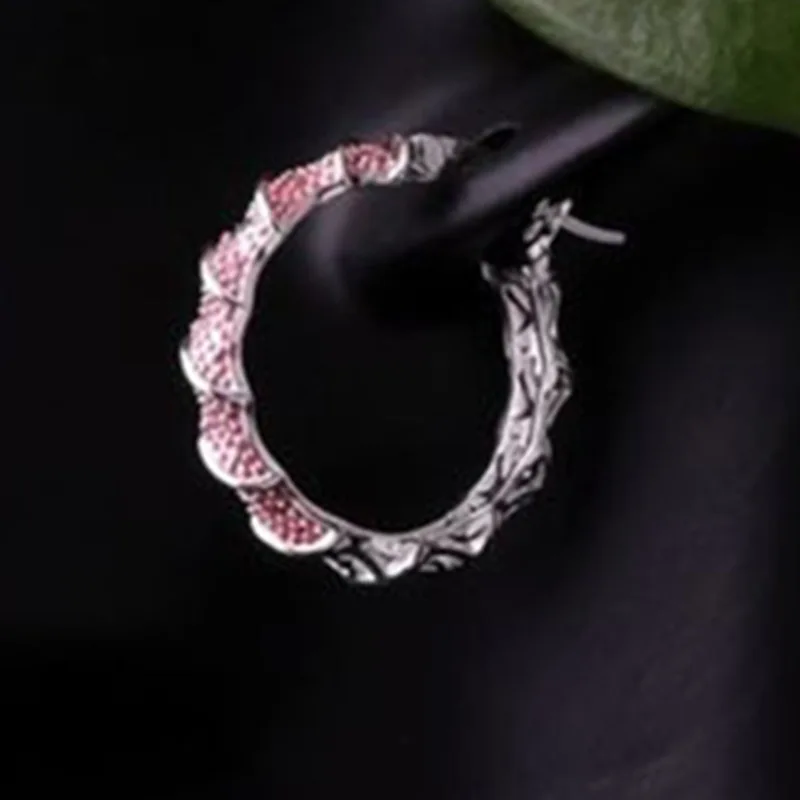 Модные серьги кольца золотого и серебряного цветов розового цвета для женщин