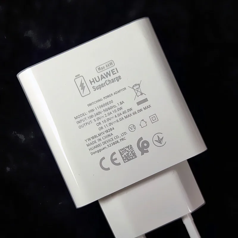 Оригинальное зарядное устройство Huawei 66 Вт 6A SuperCharge USB Type C кабель для Mate 40 Pro mate30 p40