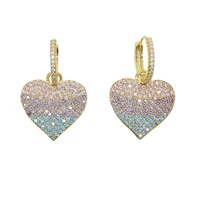 2020 valentines day gift for lover girlfriend pastel colorful cz heart charm dangle drop earring fashion