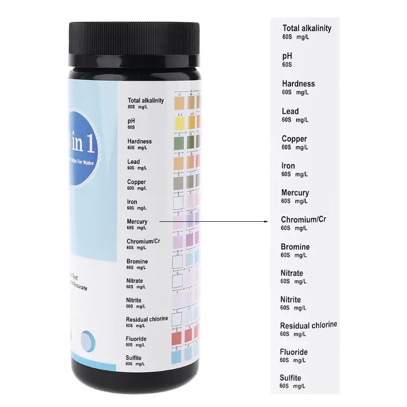 

50 Strips 14 in 1 Water Test Strips Swimming Pool Spa Reagent Strips for Water pH Chlorine Alkalinity Bromine Hardness