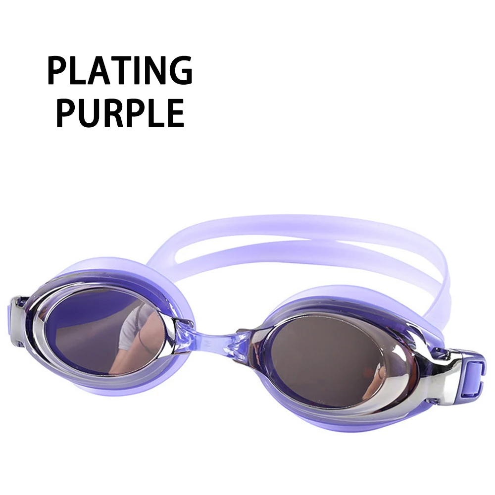 Plating Purple Оптические очки для плавания для близорукости, очки для взрослых, очки для плавания, силиконовые, анти-запотевающие, с покрытием, водная диоптрия, очки для плавания, очки для плавания - Цвет: Plating Purple