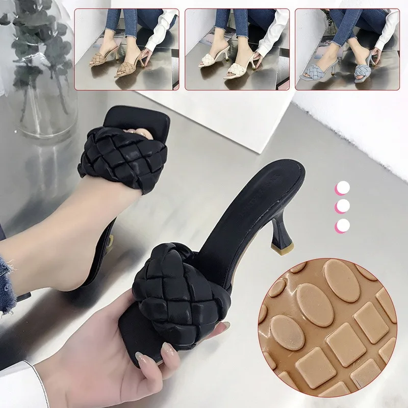 

Litthing Luxury Slides Women High Heels Sandals Ladies Slippers Summer High Quality Weave Platform Shoes Female Beach Flip Flops