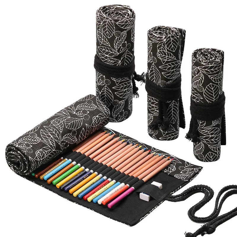 12/24/36/48/72 Hole colorful cloth pencil case antique aesthetics stationery cosmetic storage bag box 050045 | Канцтовары для офиса