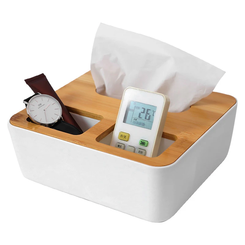 

Multi-function Tissue Box Household Living Room Desktop Remote Control Storage Box Bedroom Wooden Cover Office Tissue Box
