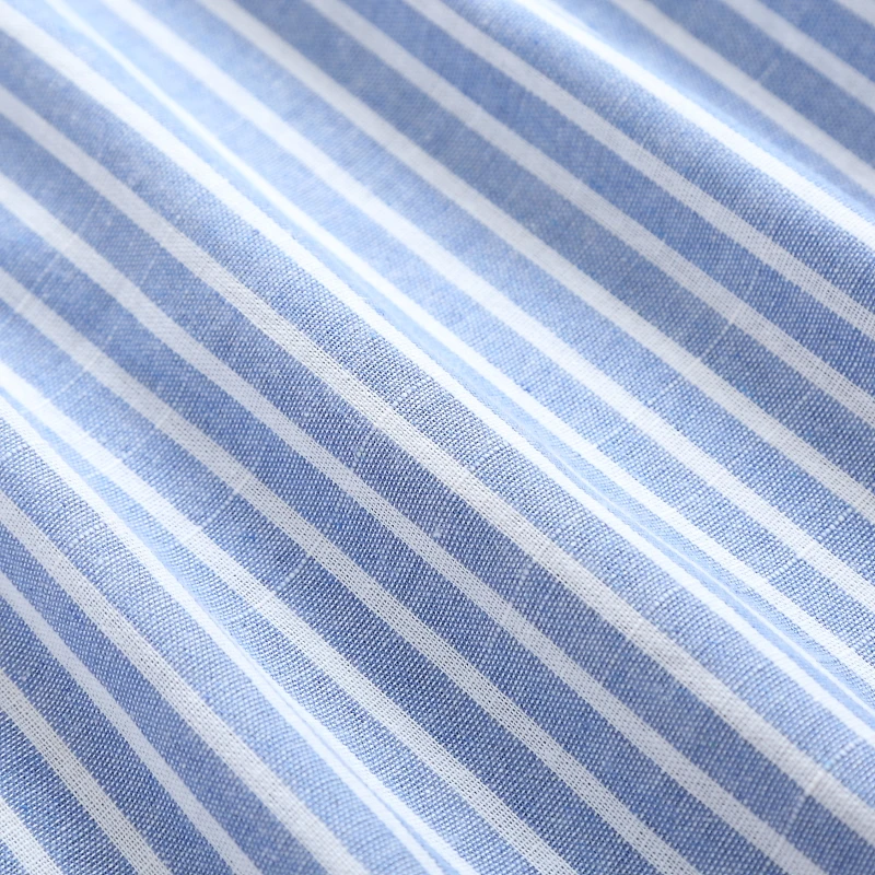 Женское платье рубашка весна осень повседневное в полоску хлопковое льняное