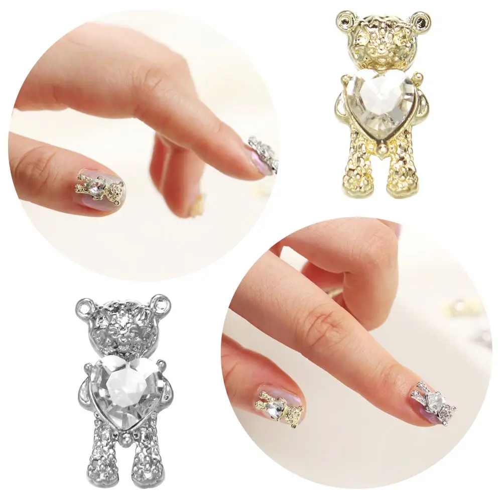 

Manicure With Heart Crystal Bear Shape Shiny Decals Rhinestones Nail Art Decorations