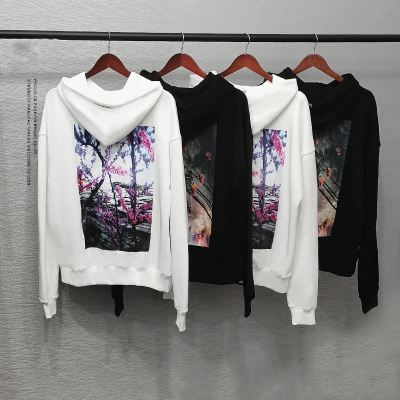 

2021 Autumn men's Hoodies Oversize Female Loose Cotton Women Sweatshirts Fashion Double line flower tide brand Hooded Sweater