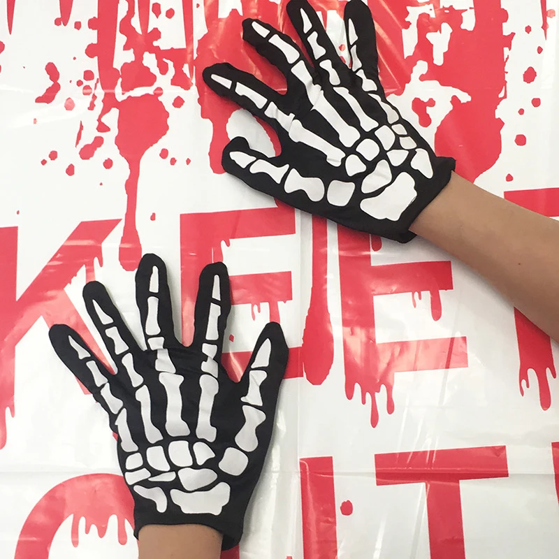 

2pcs/Lot Novelty Halloween Horror Skull Claw Bone Skeleton Goth Full Gloves Women Men Winter Driving Funny