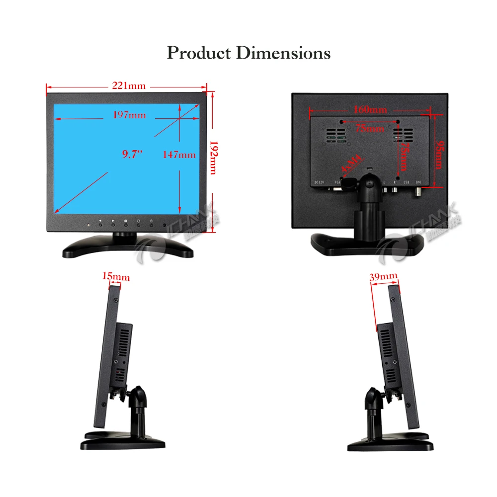 ZB097TN-V592/9," 10" дюймов 1024x768 ips ЖК-экран 720p BNC HDMI VGA металлический чехол монитор ПК дисплей USB порт u-диск видеоплеер