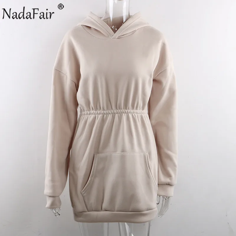 Мини платье с капюшоном длинным рукавом на осень|Женские платья| |