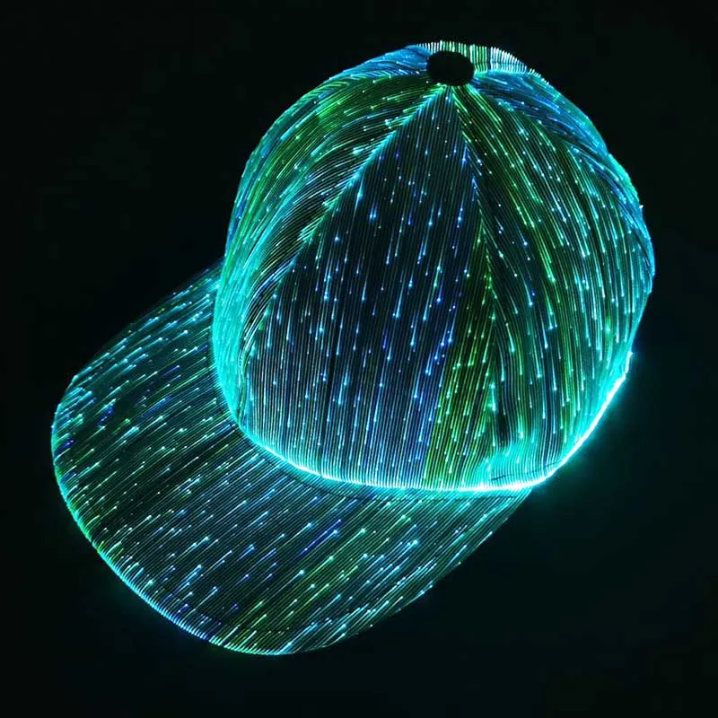 

LED Light Up Hat Glowing Dark Baseball Cap for Rave Music Festival Xmas Halloween Fiber Optic Luminous Hat Party Luminous Props