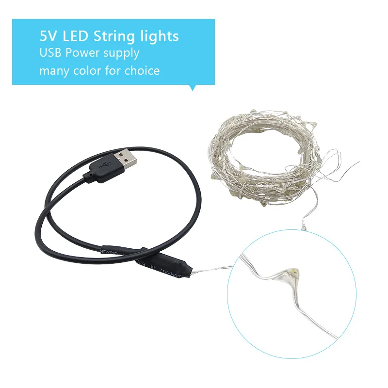 Светодиодный светильник серебряной проволоки Фея Красочные теплый белый