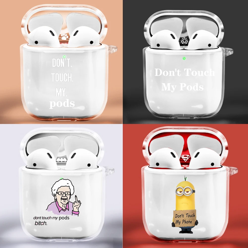 

2021 Silicone Cover for Airpods 1/2 Earphone Don't Touch My Pods Soft Protector Fundas Airpods Case Air Pods Charging Box Bags