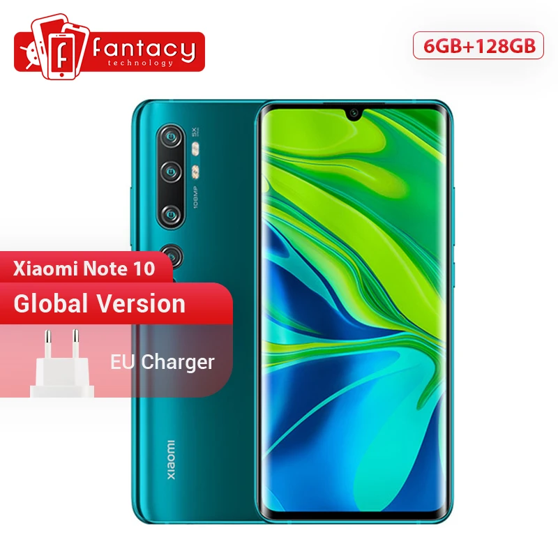 Глобальная версия xiaomi mi Note 10 6 ГБ ОЗУ 128 Гб ПЗУ 108MP Penta камера Snapdragon 730G Восьмиядерный
