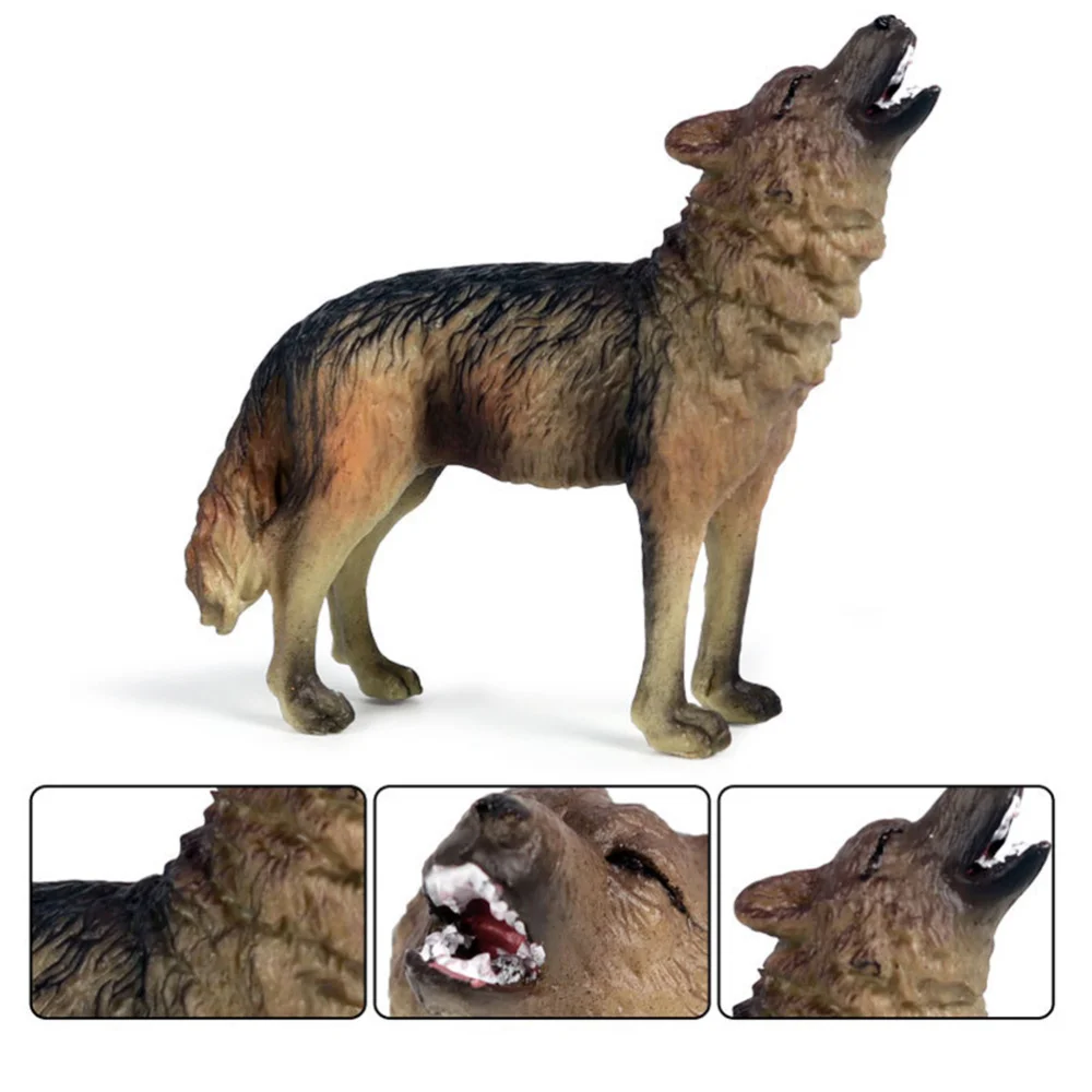 

1PC Simulation Roaring Wolf Model Static Animal Model Decor for Children Kids Boy
