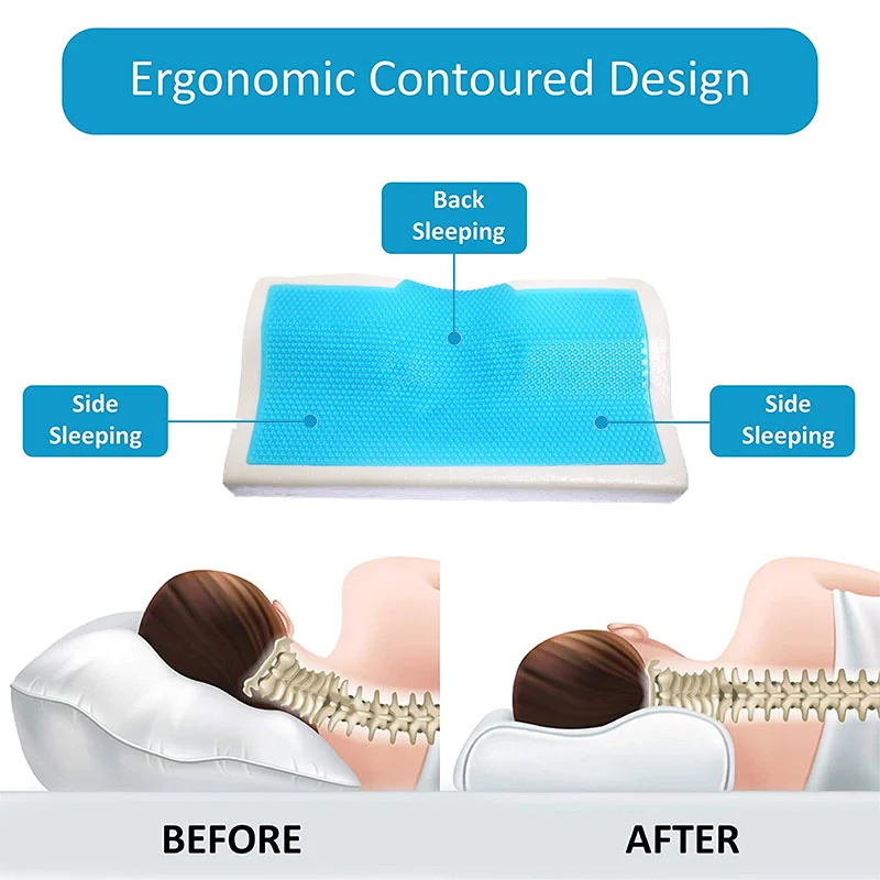 

Memory Foam Gel Orthopedic Summer Ice-cool Anti-snore Pillows Slow Rebound Sleep Soft Health Care Neck Bedding Pillow