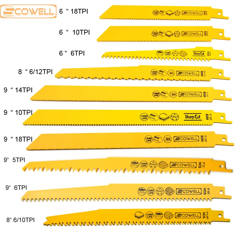 30% Off 5pcs/lot 6&quot8&quot9&quot12&quot HSS Bi-metal Reciprocating Saw Blades for Metal Wood Cutting Best Jigsaw 5T/6T/10T/14T/18T |